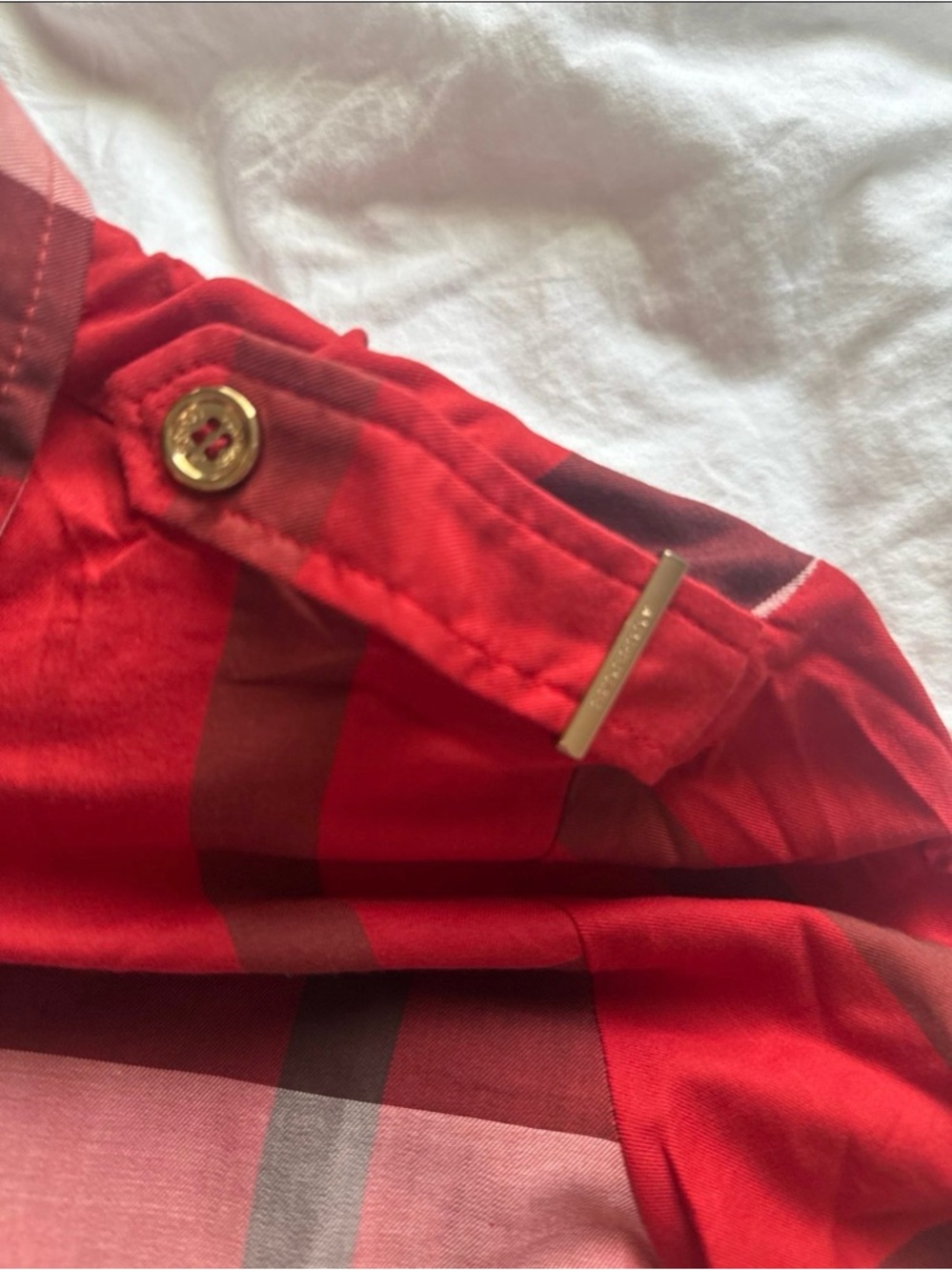 Burberry Red Black White Plaid Button-Front Tunic - Picture 2 of 4